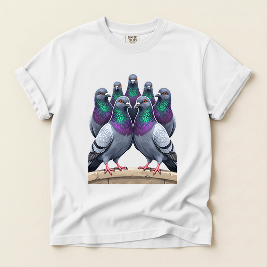 Pigeon Flock Huddle - White