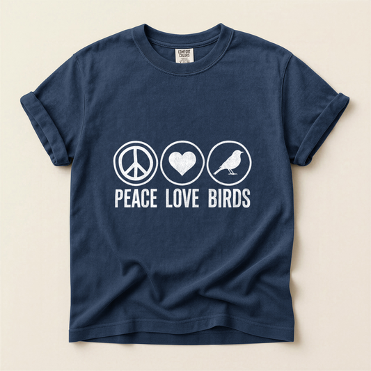 Peace Love Birds - Navy