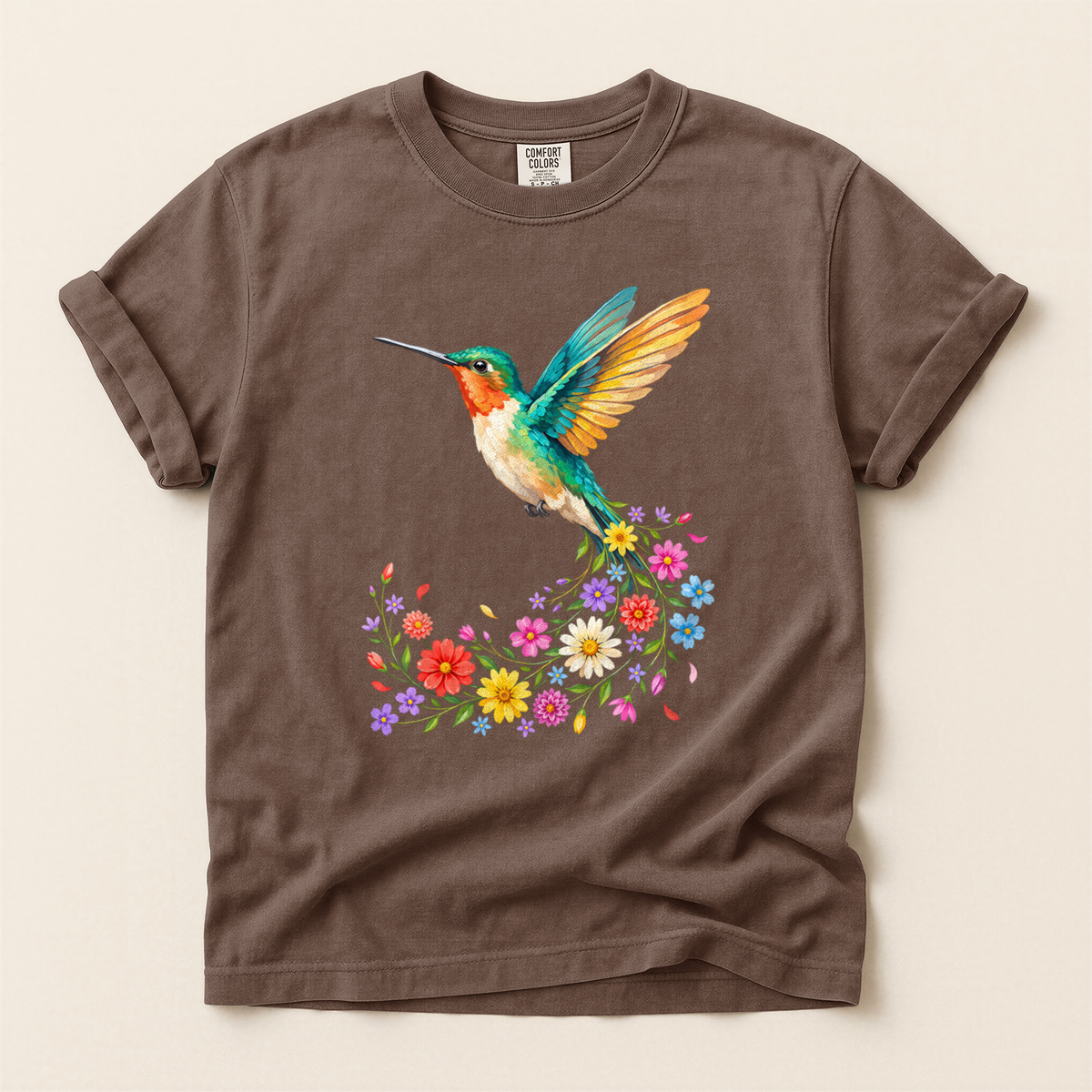 Hummingbird Flower Burst - Espresso