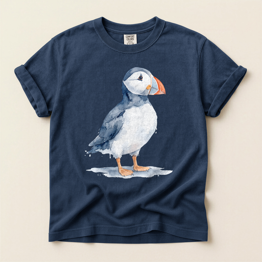 Watercolour Puffin Stand - Navy
