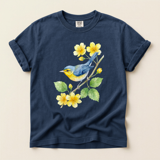 Warbler Yellow Blossom - Navy