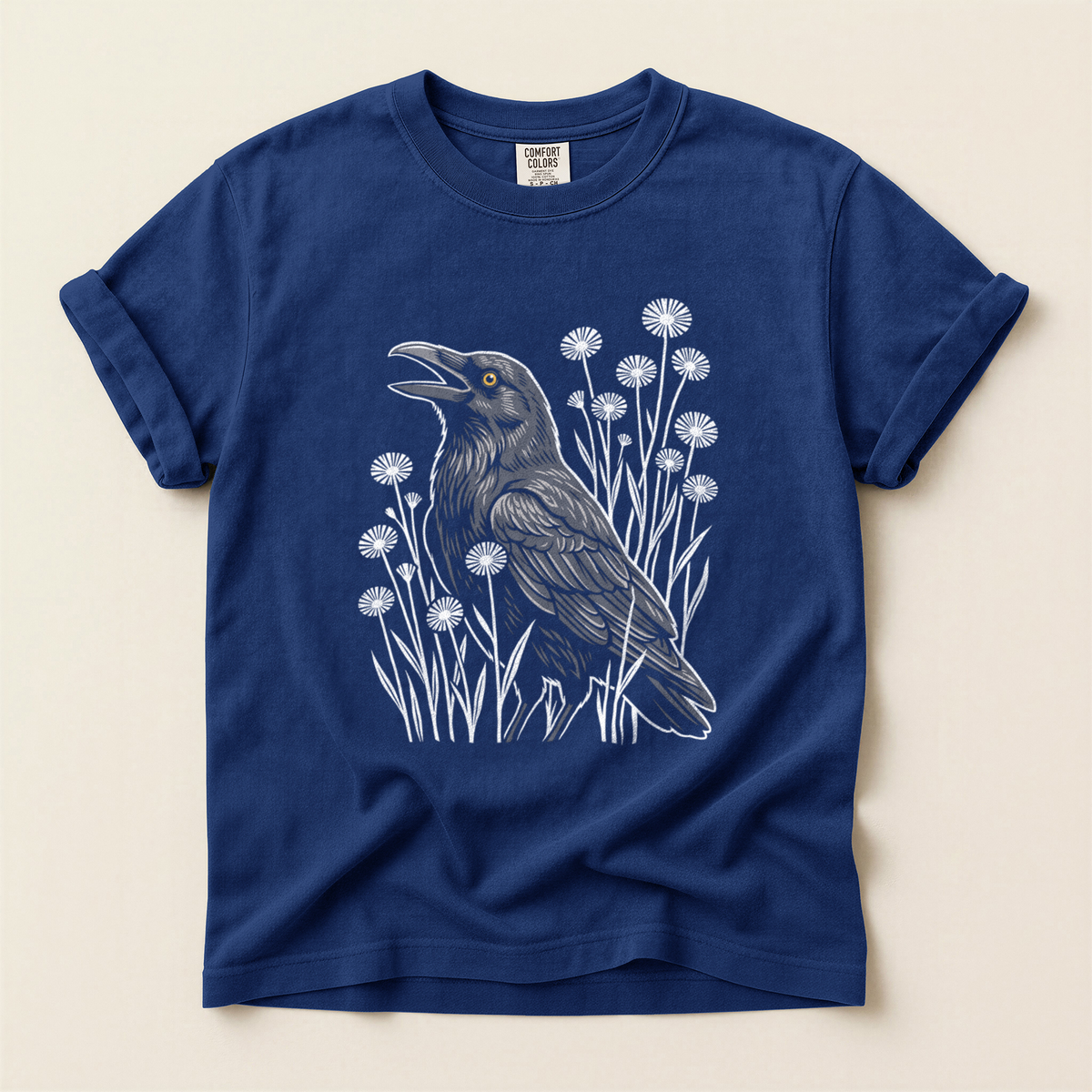 Crow Among Dandelions - True Navy