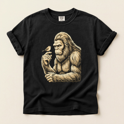 Bigfoot Holds Bird - Black