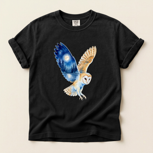 Owl Forest Moon - Black