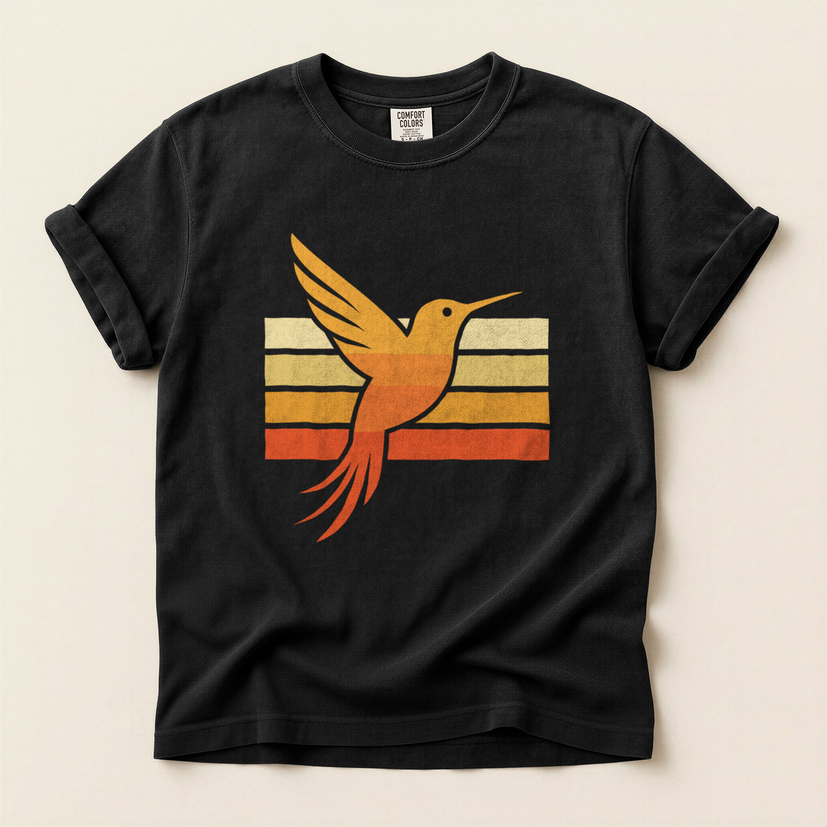 Retro Hummingbird Stripes - Black