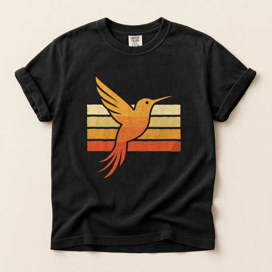 Retro Hummingbird Stripes - Black