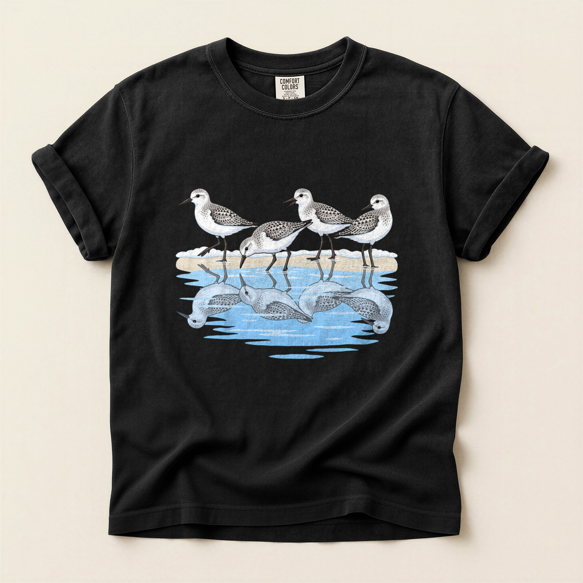 Sanderlings On Shore - Black