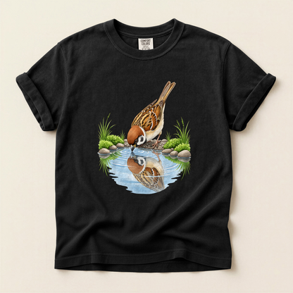 Sparrow Water Reflection - Black