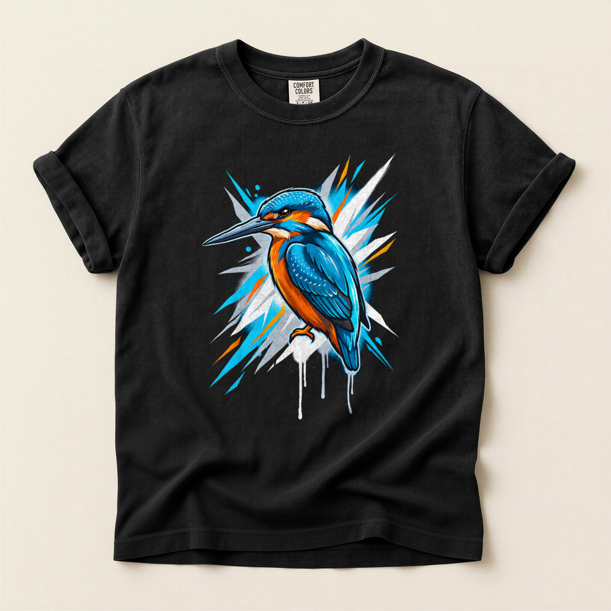 Kingfisher Street Art - Black
