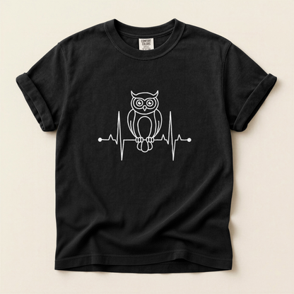Owl Heartbeat Line - Black