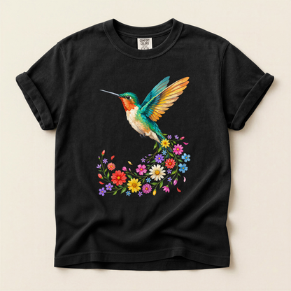 Hummingbird Flower Burst - Black