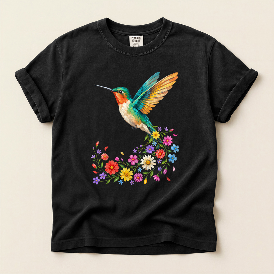 Hummingbird Flower Burst T-Shirt