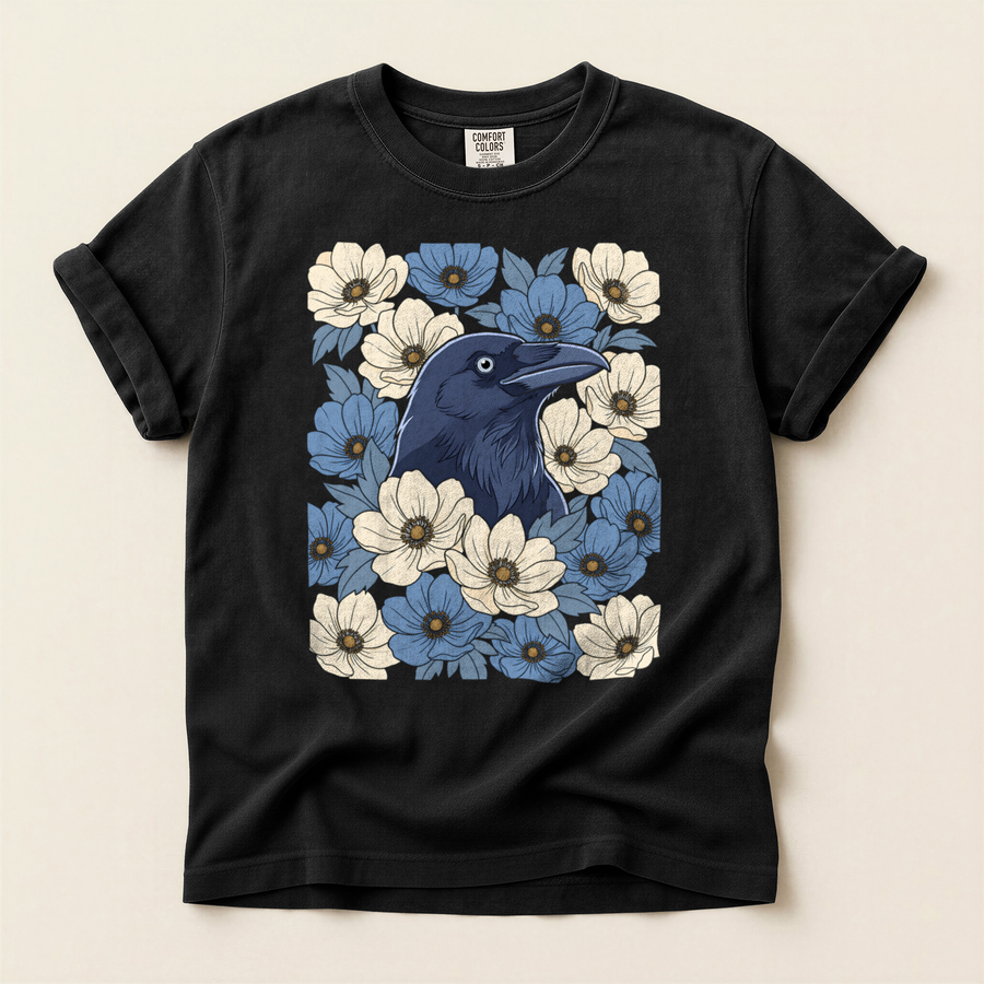 Crow Blue Blossoms T-Shirt