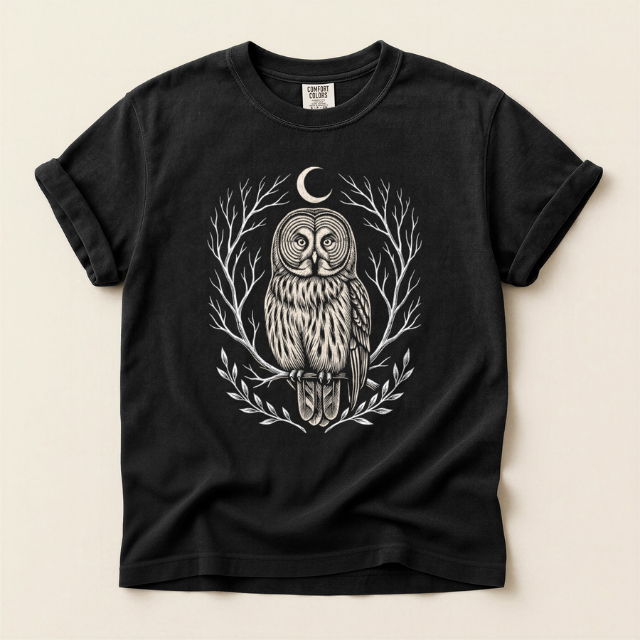 Moon Owl Wreath T-Shirt