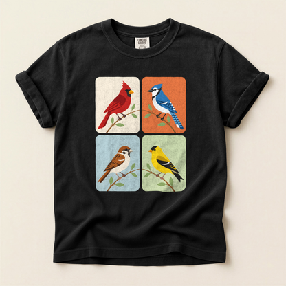 Four Bird Squares - Black