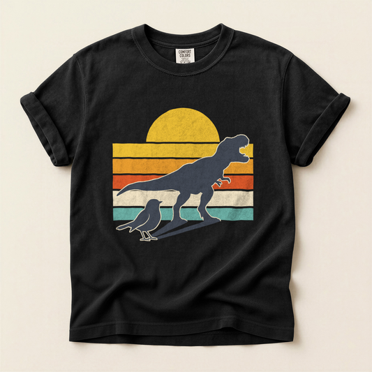 Dinosaur Crow Sunset - Black