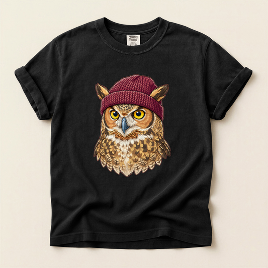 Owl Red Beanie - Black