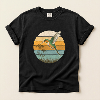 Hummingbird Retro Circle - Black
