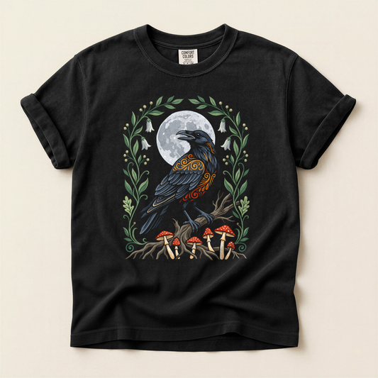 Crow Mushroom Moon - Black