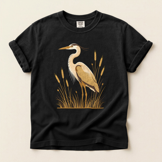 Heron In Wheat - Black
