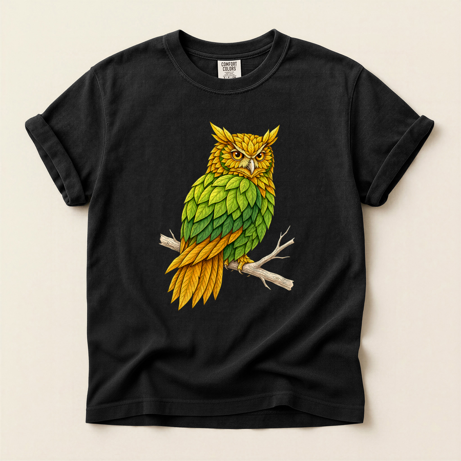 Leaf Feather Owl T-Shirt