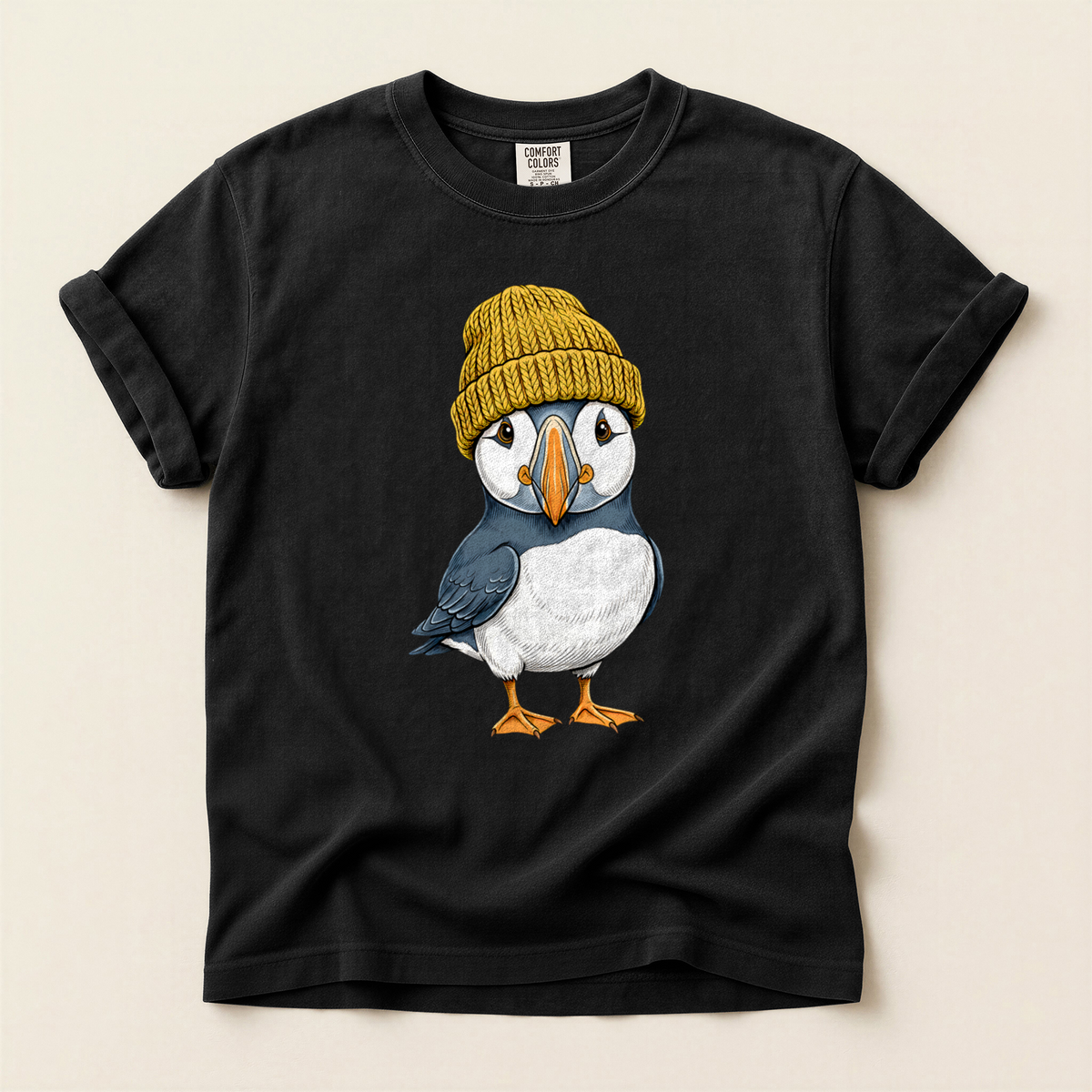 Puffin Yellow Beanie - Black