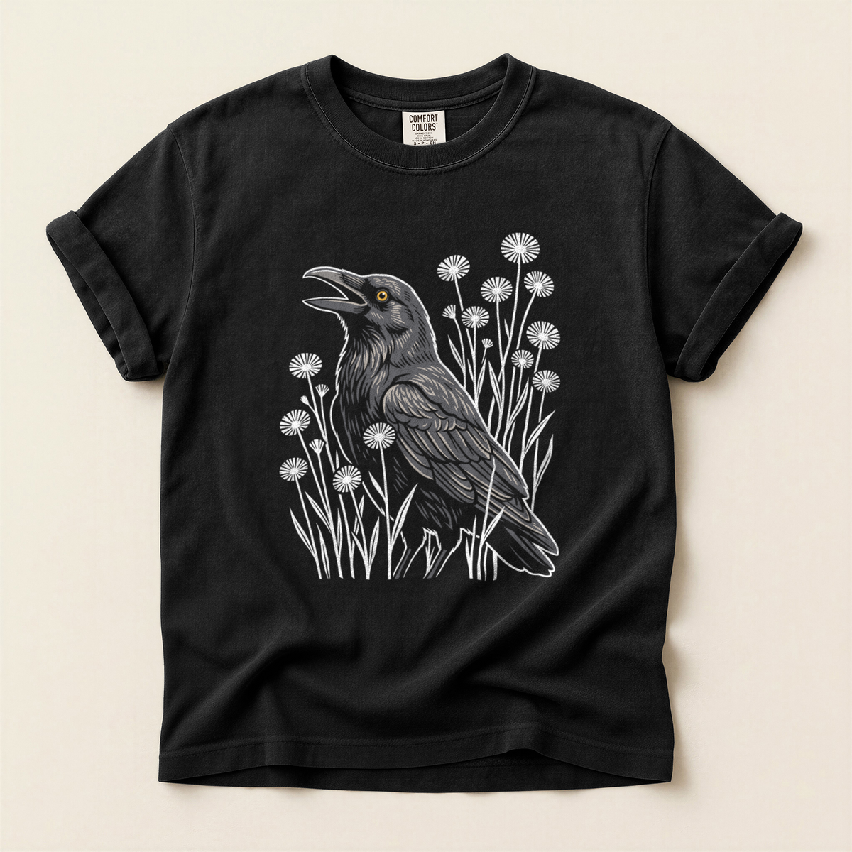 Crow Among Dandelions - Black