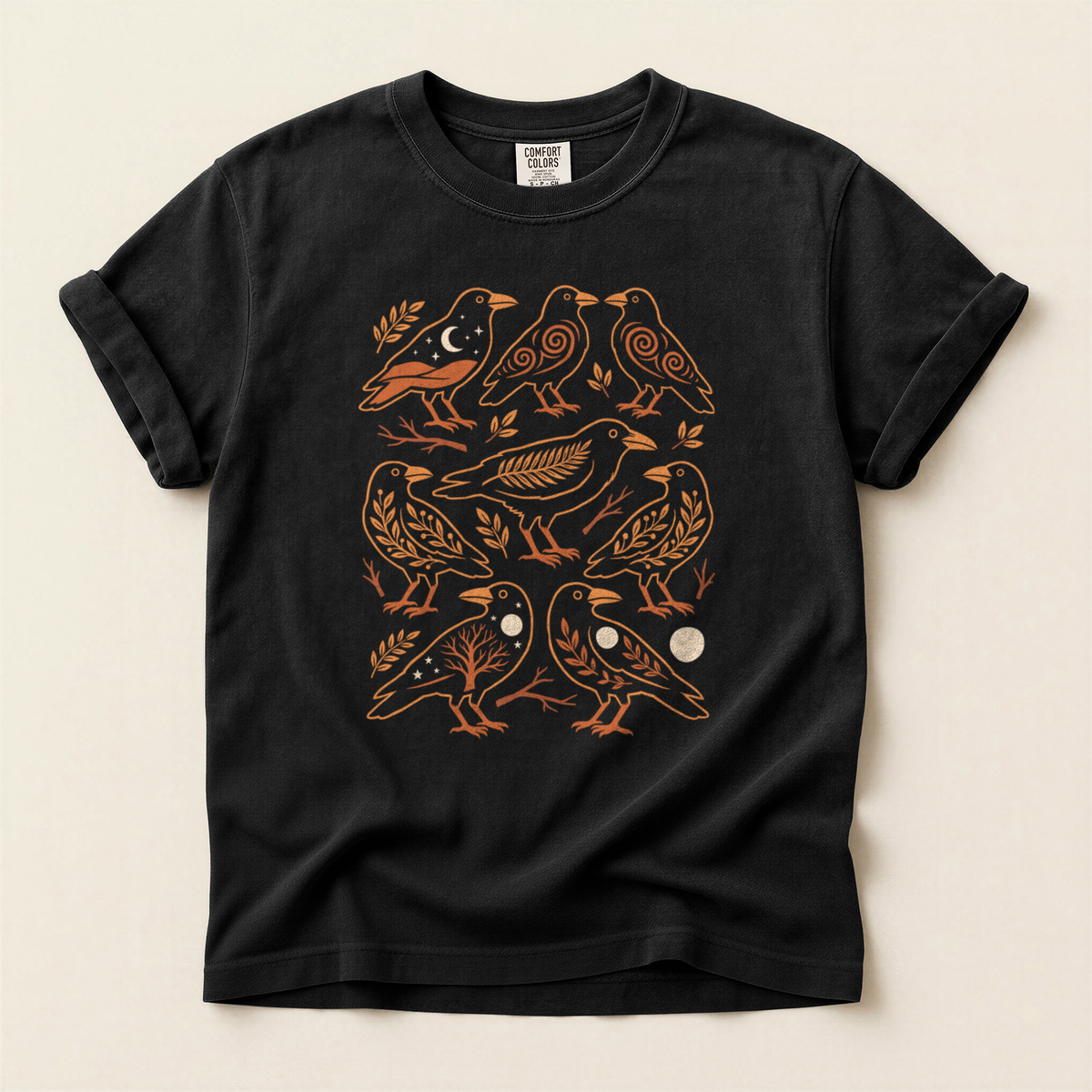 Folk Bird Pattern - Black