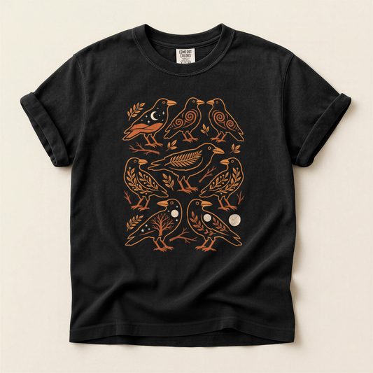 Folk Bird Pattern - Black
