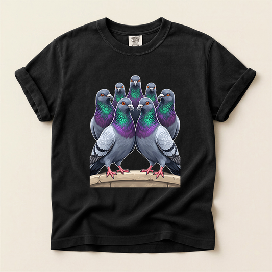 Pigeon Flock Huddle - Black
