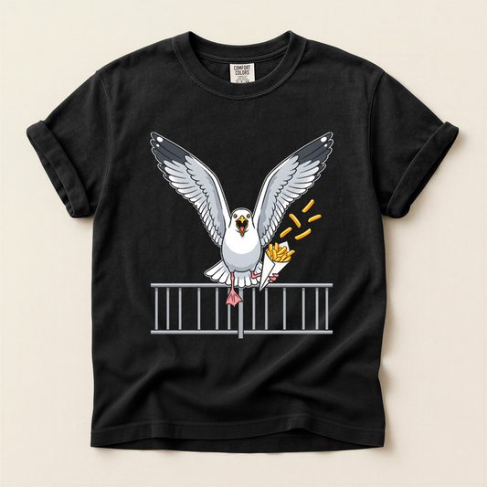 Seagull Steals Chips - Black