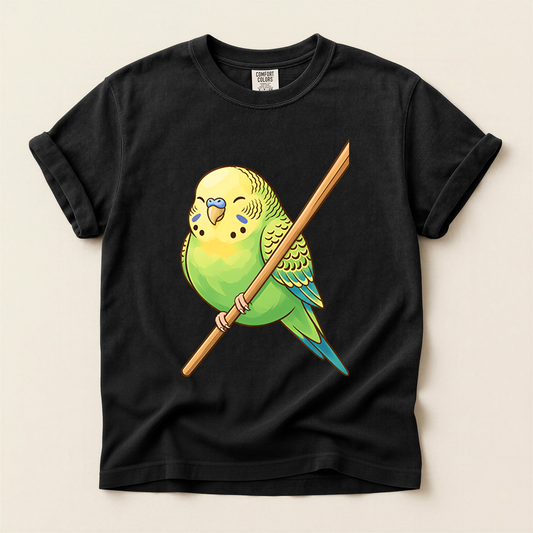 Budgie On Perch - Black