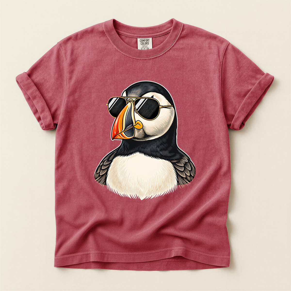 Puffin Wears Sunglasses - Crimson
