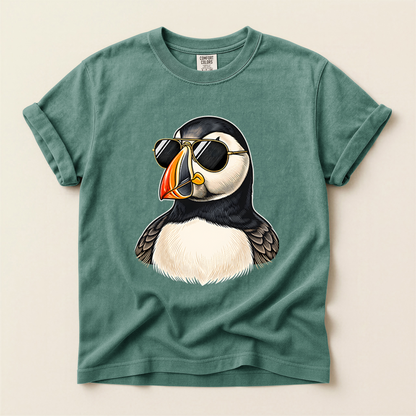 Puffin Wears Sunglasses - Light Green