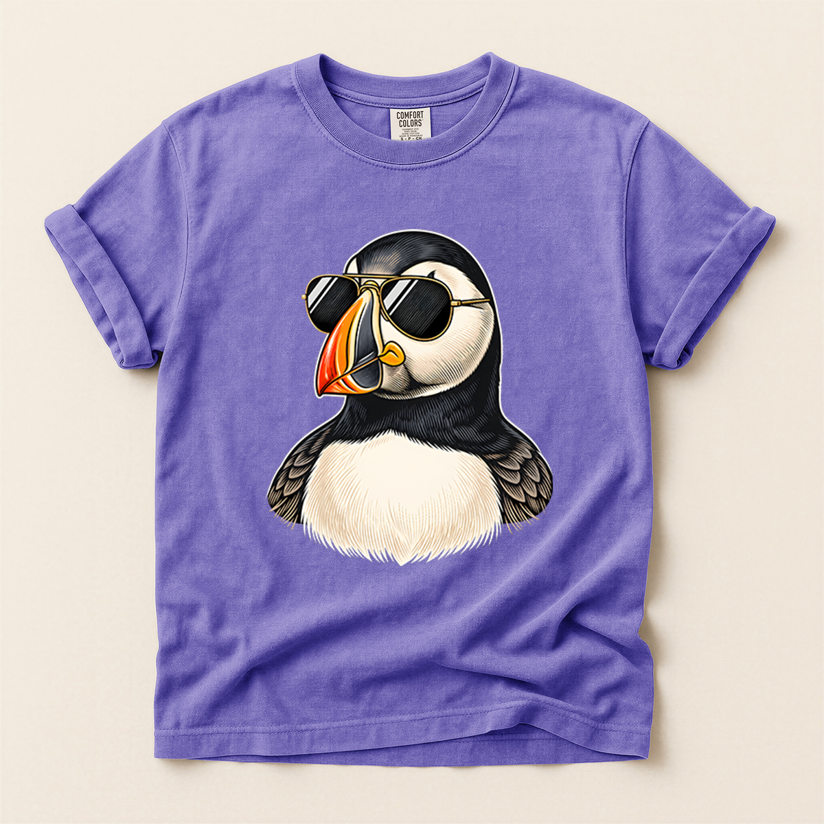 Puffin Wears Sunglasses - Violet
