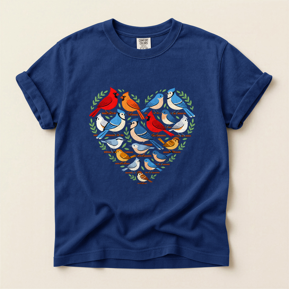 Bird Heart Wreath - True Navy