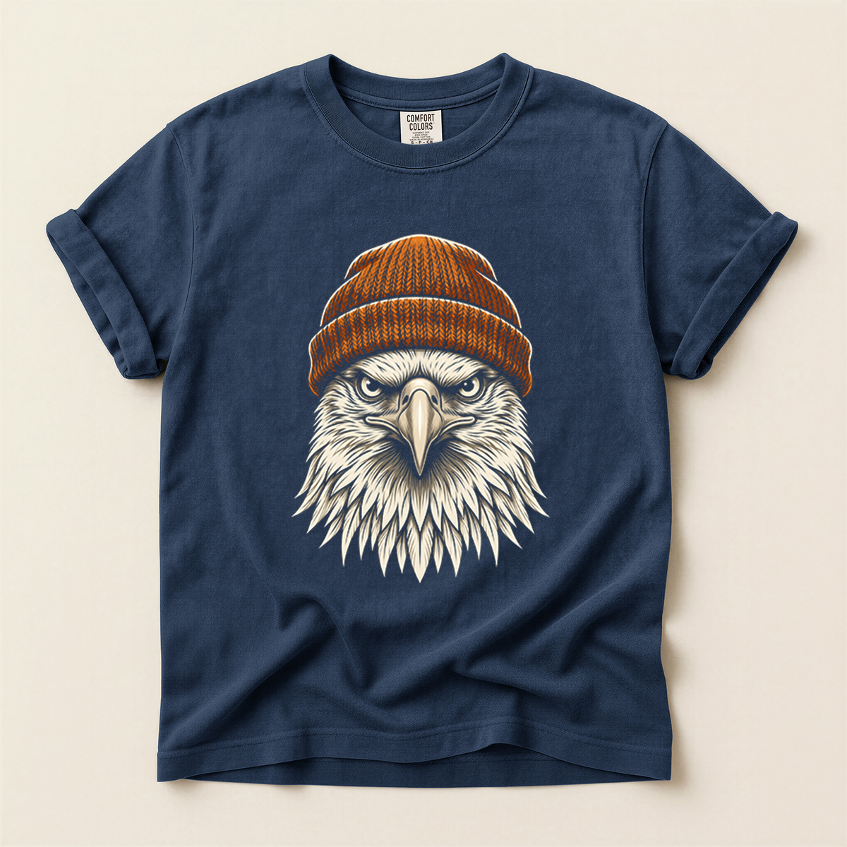 Eagle Orange Beanie - Navy