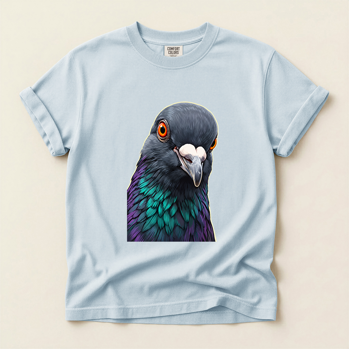 Iridescent Pigeon Portrait - Chambray