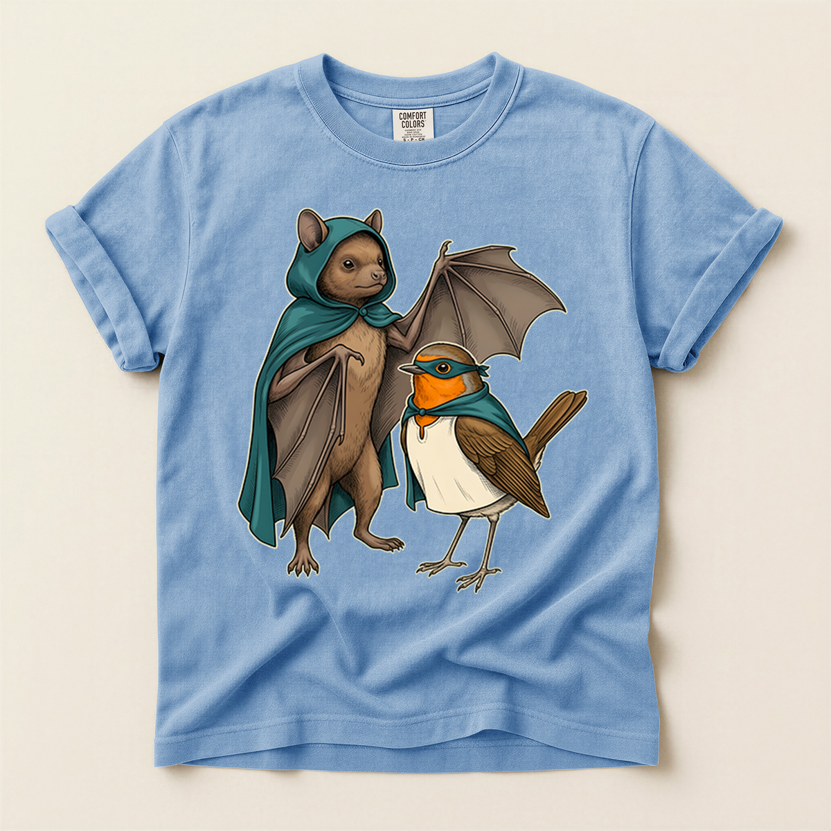 Caped Bat Robin - Washed Denim