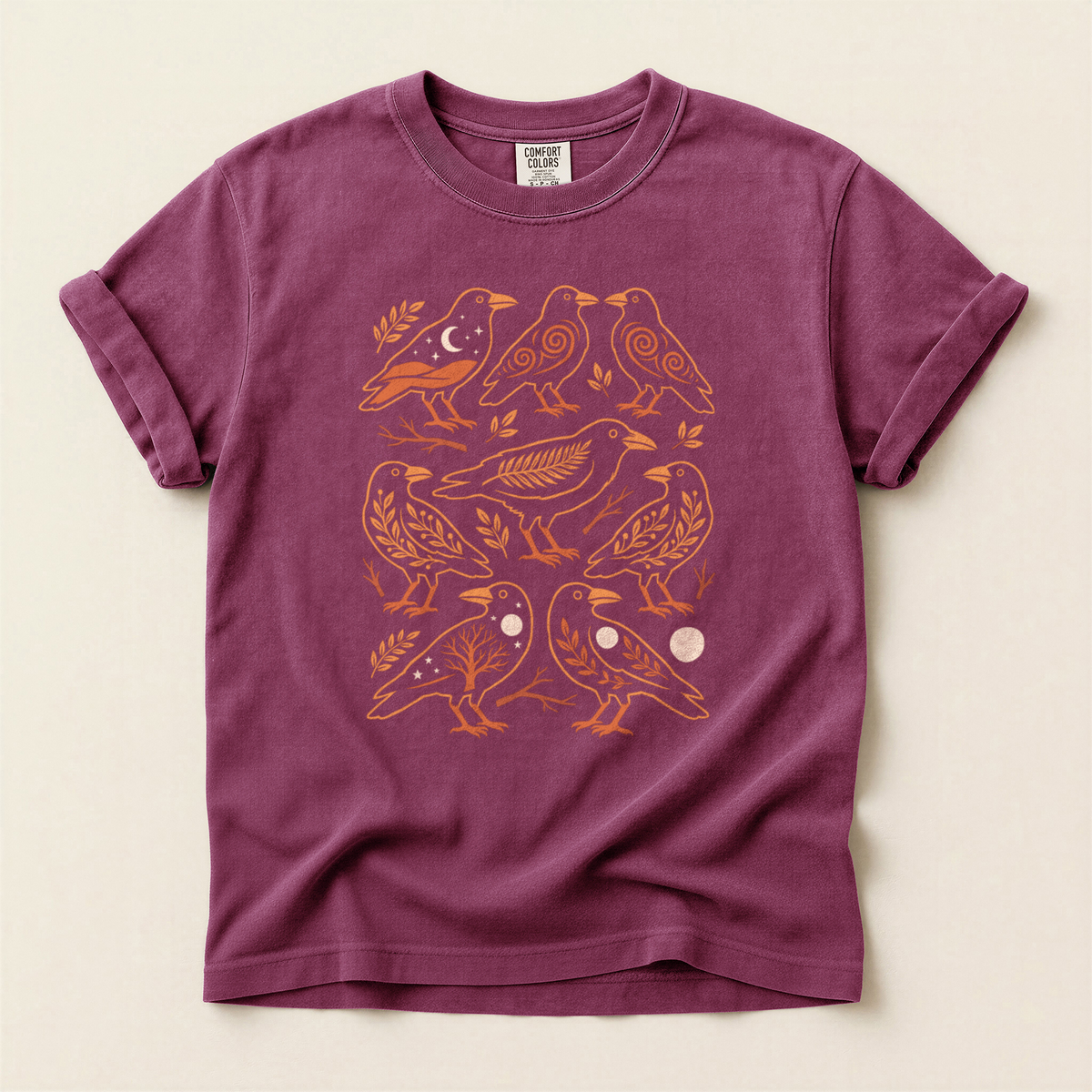 Folk Bird Pattern - Berry