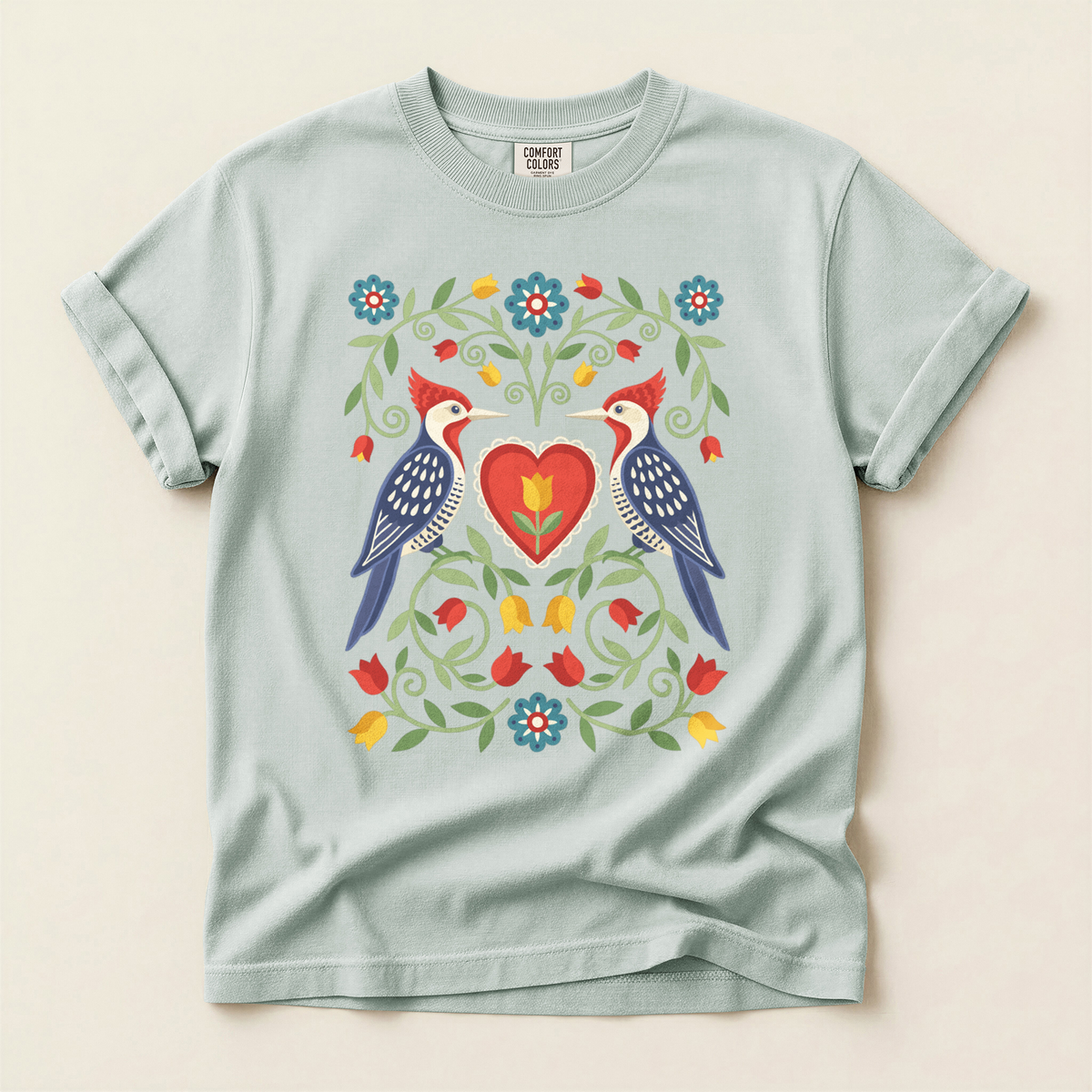 Folk Woodpecker Heart - Bay