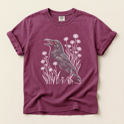 Crow Among Dandelions - Berry
