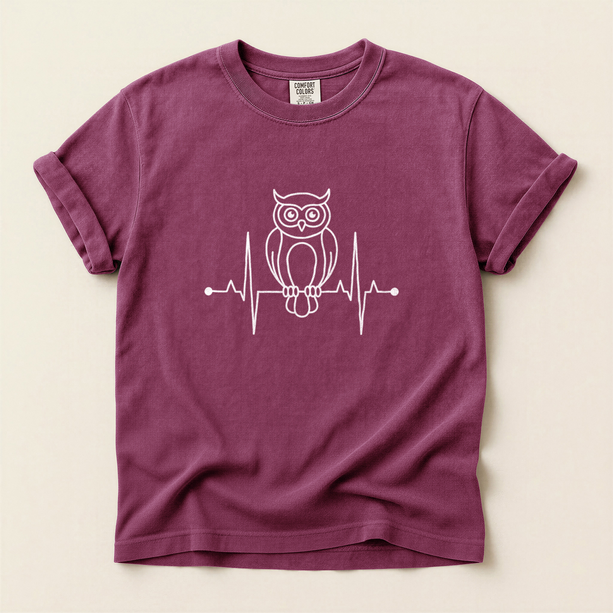 Owl Heartbeat Line - Berry