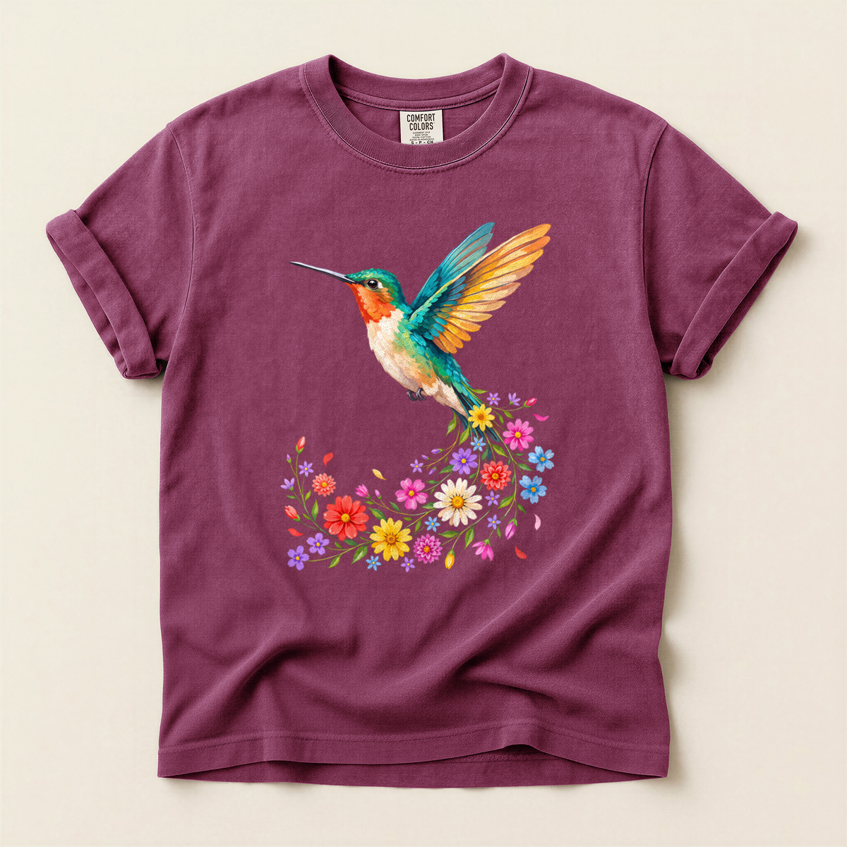 Hummingbird Flower Burst - Berry