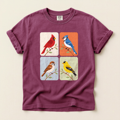 Four Bird Squares - Berry