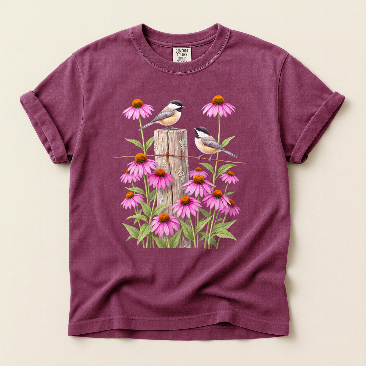 Chickadees And Coneflowers - Berry
