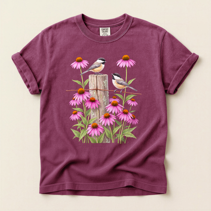 Chickadees And Coneflowers - Berry
