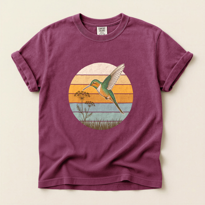 Hummingbird Retro Circle - Berry
