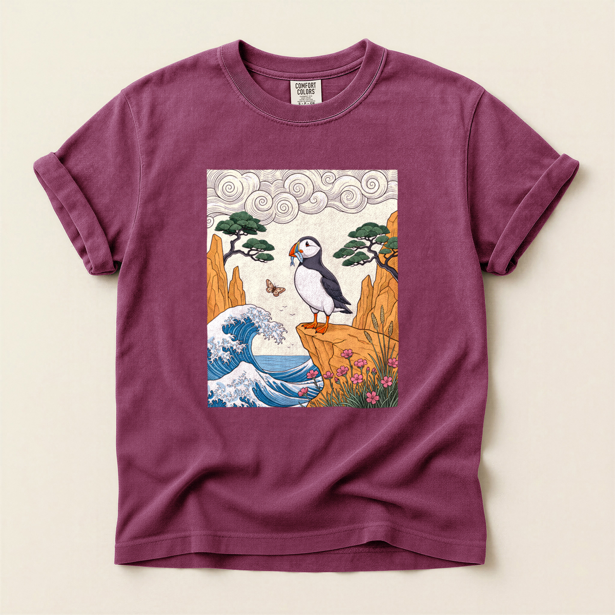 Puffin Great Wave - Berry