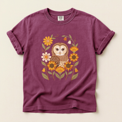 Folk Owl Sunflowers - Berry